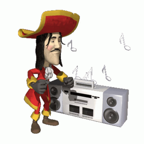 Dancing Pirate with a Boombox GIF
